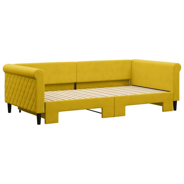 vidaXL Lit de jour avec lit gigogne jaune 100x200 cm velours