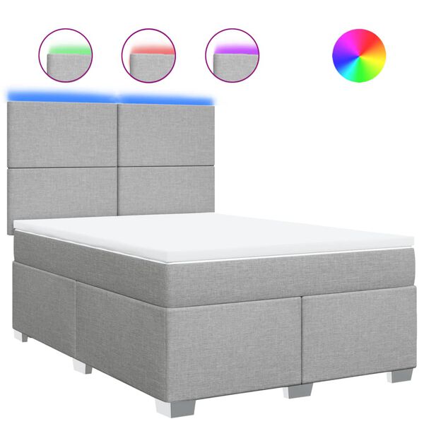 vidaXL Sommier &agrave; lattes de lit avec matelas Gris clair 140x200cm Tissu