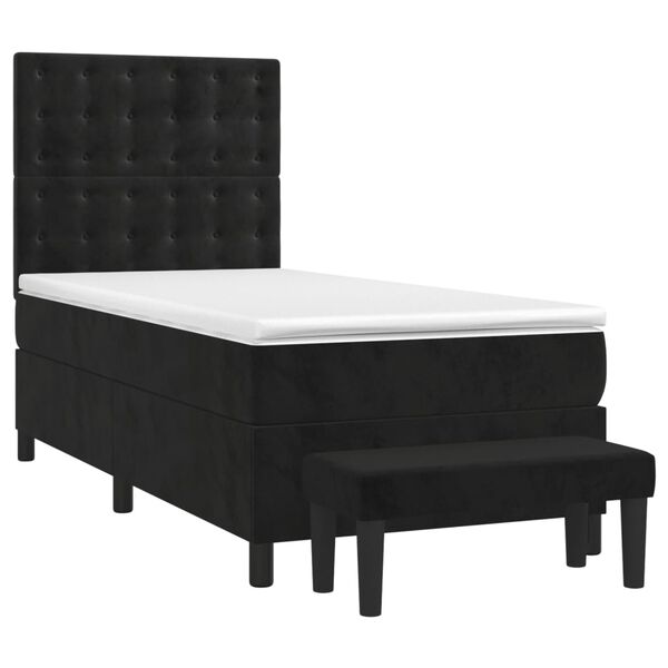 vidaXL Sommier &agrave; lattes de lit avec matelas Noir 100x200 cm Velours