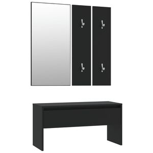 vidaXL Ensemble de meubles de couloir noir bois d'ing&eacute;nierie