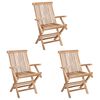 vidaXL Chaise de jardin pliante 3 pcs Naturel Bois de teck massif