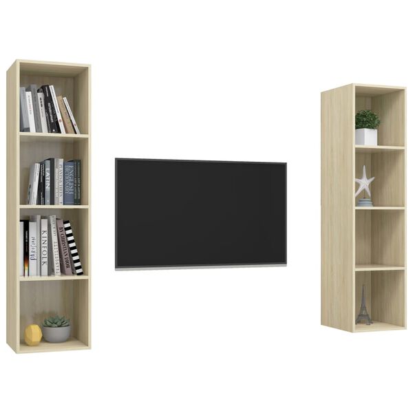 vidaXL Meubles TV muraux 2 pcs Ch&ecirc;ne sonoma Bois d'ing&eacute;nierie