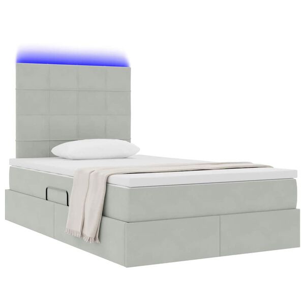 vidaXL Lit avec rangement et LED Gris clair 120 x 200 cm Velours