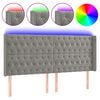 vidaXL T&ecirc;te de lit &agrave; LED Gris clair 183x16x118/128 cm Velours