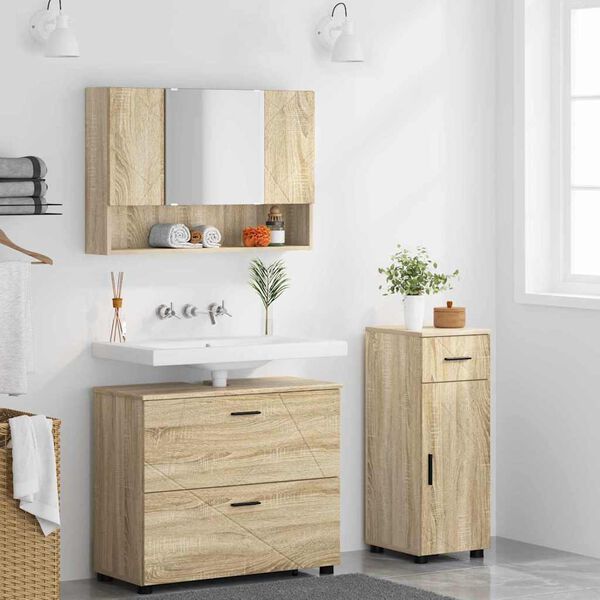 vidaXL Ensemble de mobilier de salle de bain 3 pcs Ch&ecirc;ne Sonoma