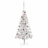 vidaXL Arbre de No&euml;l artificiel pr&eacute;-&eacute;clair&eacute;/boules argent&eacute; 120 cm PET