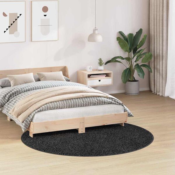 vidaXL Tapis Shaggy Anti-d&eacute;rapant Gris fonc&eacute; 160 x 160 cm PP