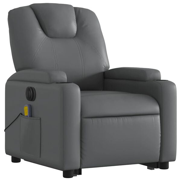 vidaXL Fauteuil inclinable de massage électrique gris similicuir