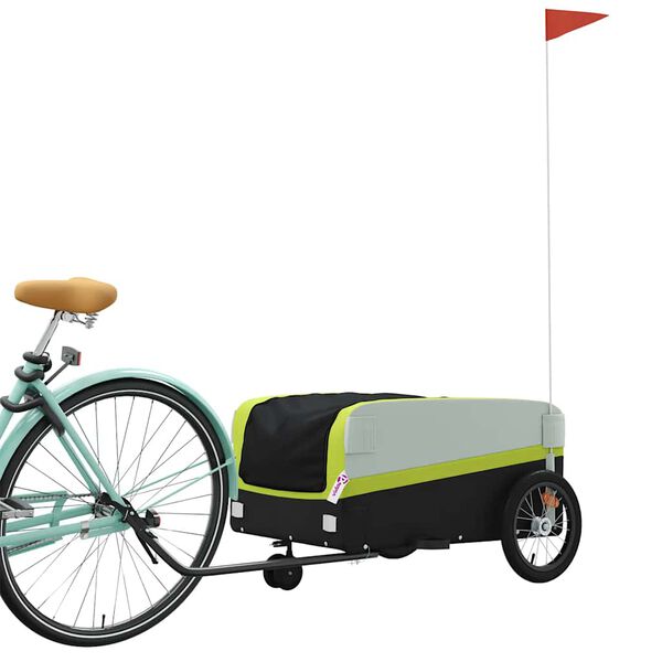 vidaXL Remorque de v&eacute;lo noir et vert 45 kg fer