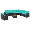 vidaXL Salon de jardin avec coussins 12 pcs noir r&eacute;sine tress&eacute;e