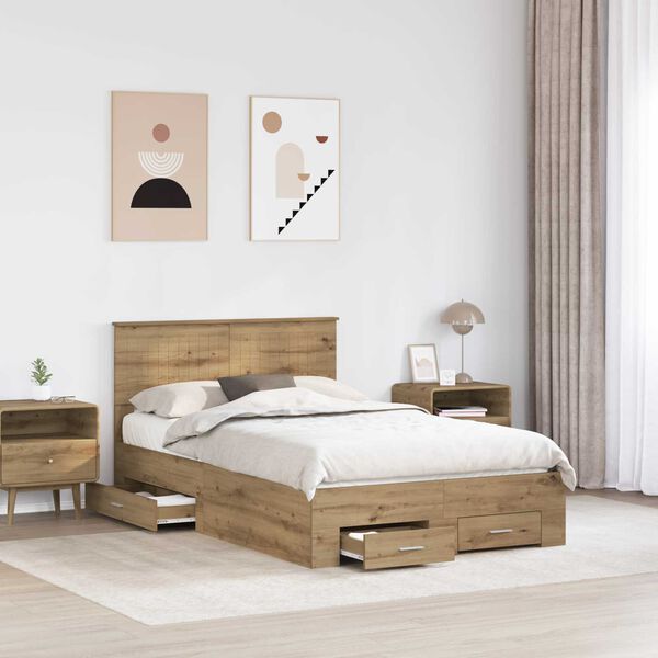 vidaXL Cadre de lit Ch&ecirc;ne artisanal 120 x 190 cm Bois d'ing&eacute;nierie