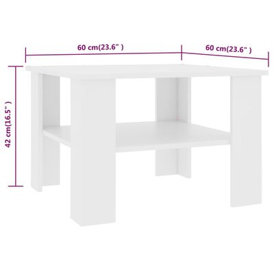 vidaXL Table basse Blanc 60x60x42 cm Bois d’ingénierie