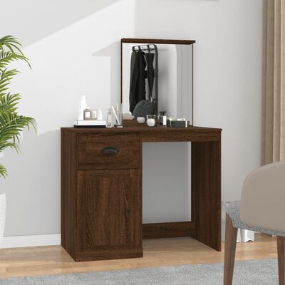 vidaXL Coiffeuse et miroir chêne marron 90x50x132,5 cm bois ingénierie