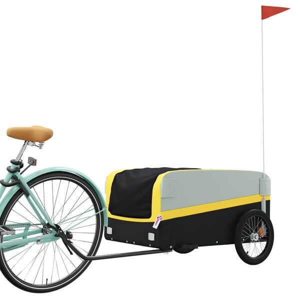 vidaXL Remorque de v&eacute;lo noir et jaune 45 kg fer