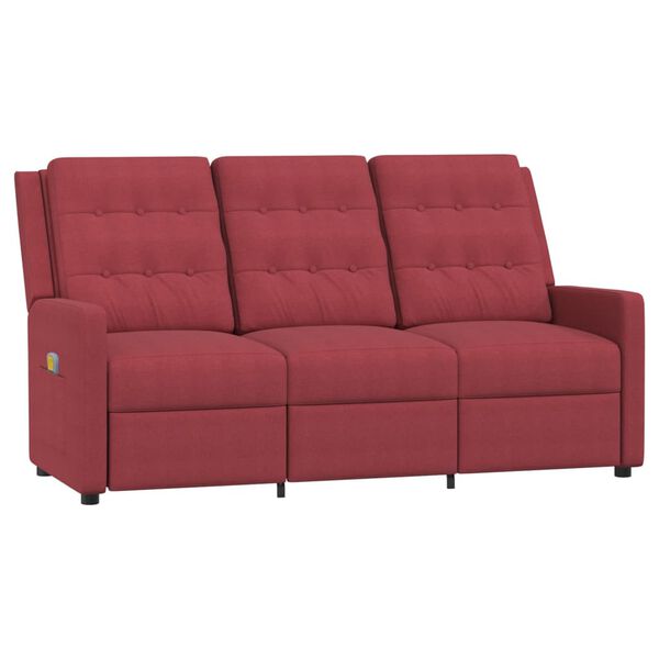 vidaXL Fauteuil de massage inclinable à 3 places rouge bordeaux tissu