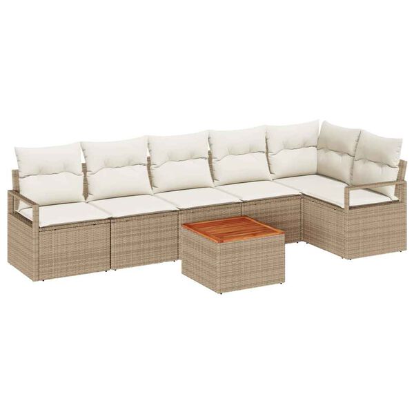 vidaXL Ensemble de canap&eacute; de jardin 7 pcs Beige et cr&egrave;me polyrotin