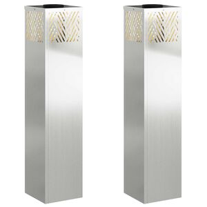 vidaXL Lumi&egrave;re de chemin LED solaire 2 pc Blanc chaud 18 x 18 x 80 cm