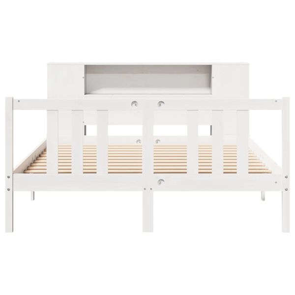 vidaXL Lit bibliothèque sans matelas blanc 140x200 cm bois pin massif