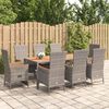 vidaXL Ensemble &agrave; manger de jardin 9 pcs coussins gris r&eacute;sine tress&eacute;e