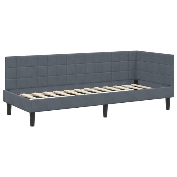 vidaXL Cadre de lit d'angle Gris fonc&eacute; 80 cm x 200 cm Velours