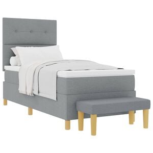 vidaXL Lit &agrave; ressorts avec t&ecirc;te de lit Gris clair 200 x 80 cm tissu