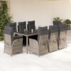 vidaXL Ensemble &agrave; manger de jardin 9 pcs coussins gris r&eacute;sine tress&eacute;e