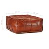 vidaXL Pouf 60 x 60 x 30 cm Brun roux Cuir v&eacute;ritable de ch&egrave;vre