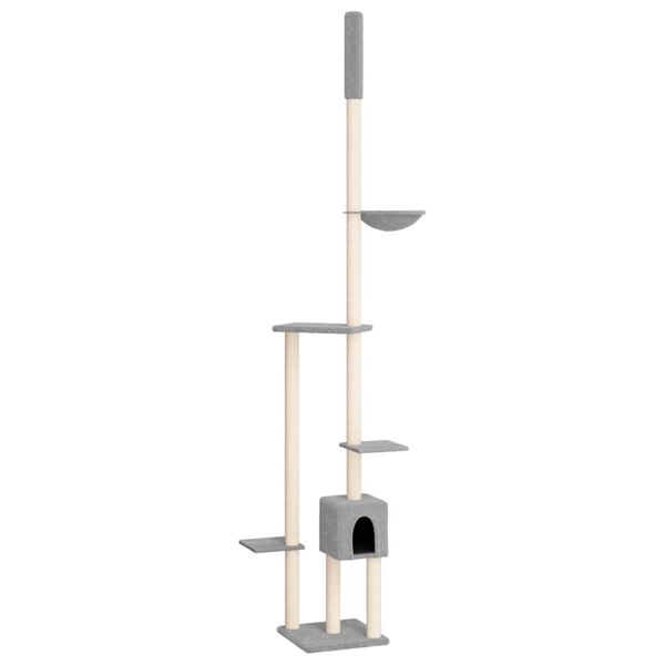 vidaXL Arbre &agrave; chat du sol au plafond Gris clair 258,5-284,5 cm
