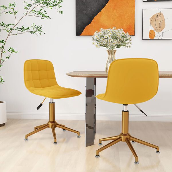 vidaXL Chaises &agrave; manger pivotantes lot de 2 jaune moutarde velours