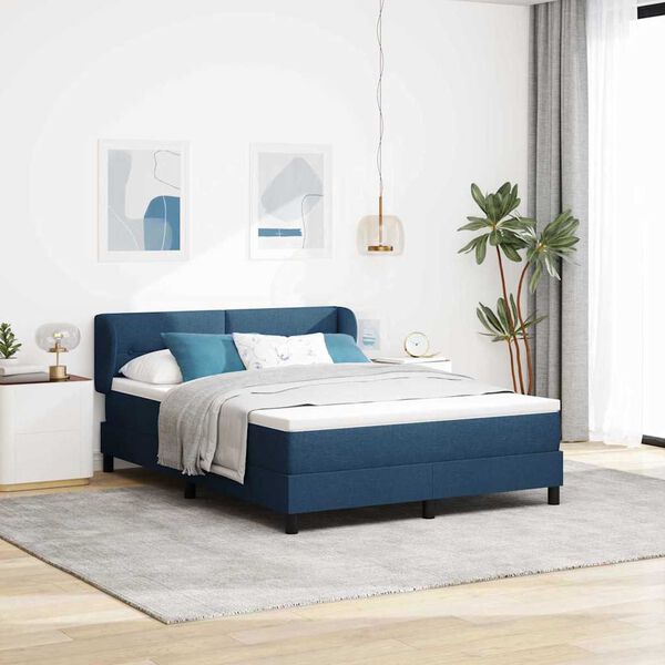 vidaXL Lit &agrave; ressorts avec matelas Bleu 160 x 200 cm tissu