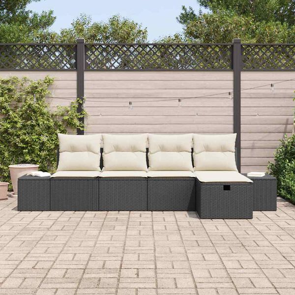 vidaXL Ensemble de canapé de jardin avec coussin 5 pcs polyrotin