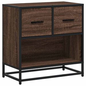 vidaXL Table de chevet ch&ecirc;ne marron 60x31x60 cm bois ing&eacute;nierie m&eacute;tal