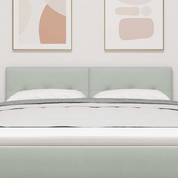 vidaXL T&ecirc;te de lit LED avec t&ecirc;te de lit Gris clair 144 cm Polyester