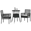 vidaXL Ensemble de salle &agrave; manger pour jardin 3 pcs Noir polyrotin