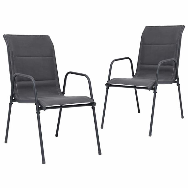 vidaXL Chaises empilables de jardin lot de 2 Acier et textil&egrave;ne