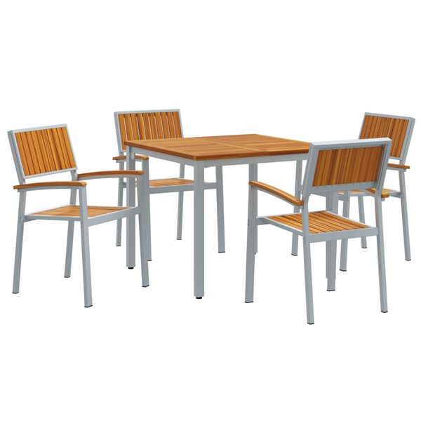 vidaXL Ensemble de salle &agrave; manger pour jardin 5 pcs Gris et marron