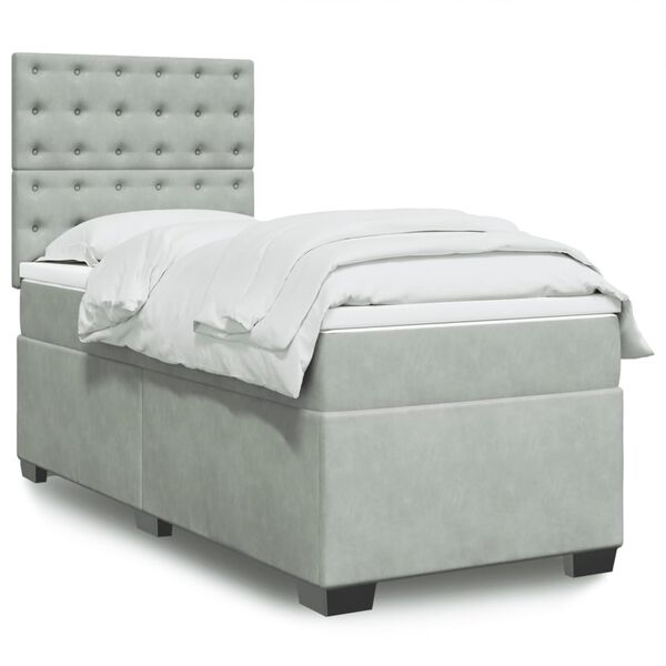 vidaXL Sommier &agrave; lattes de lit et matelas Gris clair 80x200 cm Velours