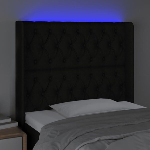 vidaXL T&ecirc;te de lit &agrave; LED Noir 103x16x118/128 cm Tissu