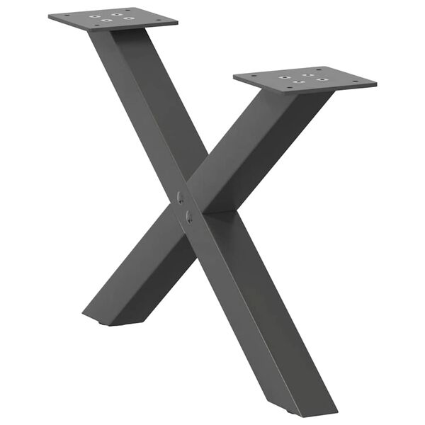 vidaXL Pieds de table basse en forme de X, 2 pi&egrave;ces, anthracite, 50 x (30-31) cm, acier
