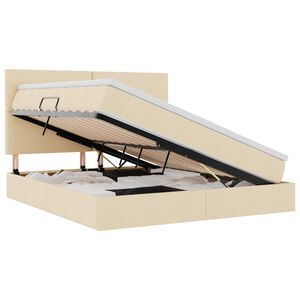 vidaXL Lit avec rangement et matelas Cr&egrave;me 160 x 200 cm tissu