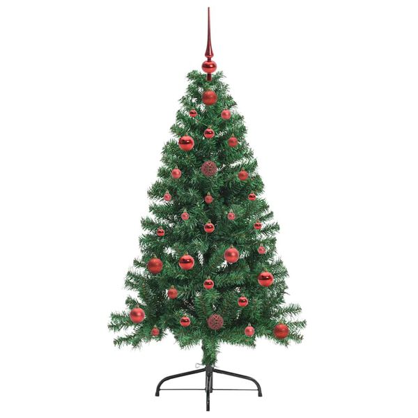 vidaXL Sapin de No&euml;l artificiel pr&eacute;-&eacute;clair&eacute; Vert 120 cm PVC