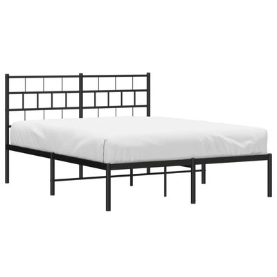 vidaXL Cadre de lit métal sans matelas avec tête de lit noir 140x200cm