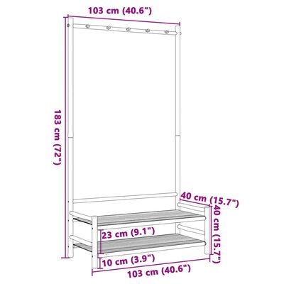 vidaXL Porte-vêtement avec étagères 103x40x183 cm bambou