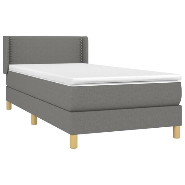 vidaXL Sommier &agrave; lattes de lit avec matelas Gris fonc&eacute; 90x200 cm Tissu