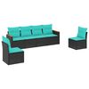 vidaXL Salon de jardin 6 pcs avec coussins noir r&eacute;sine tress&eacute;e