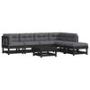 vidaXL Salon de jardin 7 pcs avec coussins noir bois massif