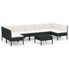 vidaXL Salon de jardin 8 pcs avec coussins r&eacute;sine tress&eacute;e noir