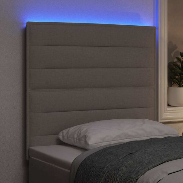 vidaXL T&ecirc;te de lit LED avec des lumi&egrave;res &agrave; LED Taupe 80 cm Polyester