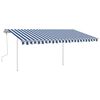 vidaXL Auvent manuel r&eacute;tractable avec LED 4x3,5 m Bleu et blanc