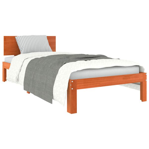 vidaXL Cadre de lit Cire marron 90 x 200 cm Bois de pin massif